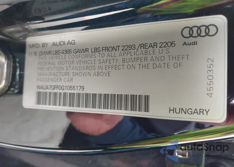 2016 Audi A3 1.8T Premium from USA, damaged, VIN WAUA7GFF0G1055179